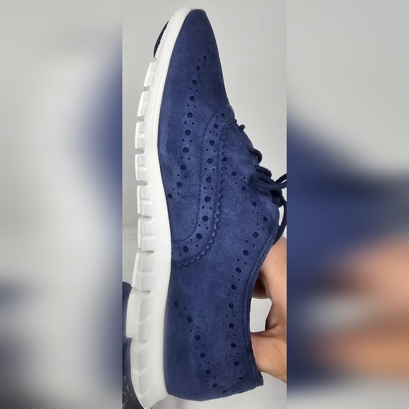 Cole Haan Zerogrand Wingtip Women's Blue Suede Leather Shoes Size 7B Excellent - Picture 6 of 16